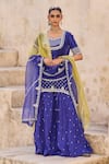 Buy_Vinita Bhansali_Blue , Organza Sequins, Embroidery Round Designer Padma Sharara Set _at_Aza_Fashions