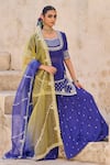 Buy_Vinita Bhansali_Blue , Organza Sequins, Embroidery Round Designer Padma Sharara Set _Online_at_Aza_Fashions