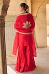 Shop_Vinita Bhansali_Red , Organza Sequins, Embroidery Sindoori Kurta Sharara Set _at_Aza_Fashions