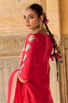 Vinita Bhansali_Red , Organza Sequins, Embroidery Sindoori Kurta Sharara Set _Online_at_Aza_Fashions