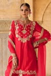 Buy_Vinita Bhansali_Red , Organza Sequins, Embroidery Sindoori Kurta Sharara Set _Online_at_Aza_Fashions
