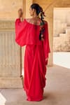 Shop_Vinita Bhansali_Red Silk Embroidery V-neck Aarna Kaftan Set _at_Aza_Fashions