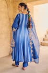 Shop_Vinita Bhansali_Blue , Organza Sequins, Embroidery Round Designer Nura Anarkali Set _at_Aza_Fashions