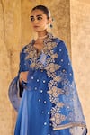 Buy_Vinita Bhansali_Blue , Organza Sequins, Embroidery Round Designer Nura Anarkali Set _Online_at_Aza_Fashions
