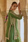 Buy_Vinita Bhansali_Green , Organza Embroidery, Sequins Round Neck Gharara Set _Online_at_Aza_Fashions
