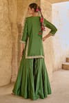 Shop_Vinita Bhansali_Green , Organza Embroidery, Sequins Round Neck Gharara Set _at_Aza_Fashions