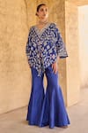 Buy_Vinita Bhansali_Blue Silk Embroidered Cape And Sharara Set _at_Aza_Fashions