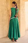 Shop_Vinita Bhansali_Green Silk Embroidery V-neck Vanhi Waist Coat Set _at_Aza_Fashions