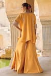 Shop_Vinita Bhansali_Yellow Silk Embroidery Round Neck Designer Aabha Co-ord Set _at_Aza_Fashions