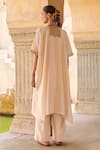 Shop_Vinita Bhansali_Cream Silk Embroidery V-neck Mahira Kaftan Set _at_Aza_Fashions
