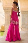 Shop_Vinita Bhansali_Pink Silk Embroidery Square Neck Gulaban Co-ord Set In _at_Aza_Fashions