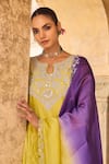 Vinita Bhansali_Green Silk Embroidery Keyhole Neck Rangrez Anarkali Set _at_Aza_Fashions