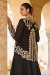 Buy_Vinita Bhansali_Black , Organza Embroidery Square , Round Jacket Set _Online_at_Aza_Fashions