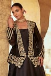 Shop_Vinita Bhansali_Black , Organza Embroidery Square , Round Jacket Set _Online_at_Aza_Fashions