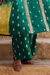 Vinita Bhansali_Green , Organza Sequins, Zari, Embroidery V-neck Maharani Anarkali Set _at_Aza_Fashions