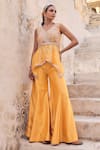 Buy_Vinita Bhansali_Yellow Silk Sequins, Embroidery V-neck Sunheri Co-ord Set _at_Aza_Fashions