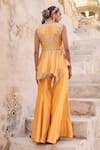 Shop_Vinita Bhansali_Yellow Silk Sequins, Embroidery V-neck Sunheri Co-ord Set _at_Aza_Fashions