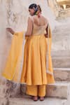 Shop_Vinita Bhansali_Yellow , Organza Embroidery Square Neck Aashni Anarkali Set _at_Aza_Fashions