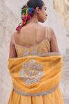 Vinita Bhansali_Yellow , Organza Embroidery Square Neck Aashni Anarkali Set _Online_at_Aza_Fashions