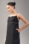 Divyam Mehta_Black Linen Embroidery Coal Midi Dress _at_Aza_Fashions