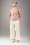 Divyam Mehta_Pink Round Neck Mulberry Textured Top _Online_at_Aza_Fashions