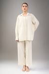 Buy_Divyam Mehta_Cream Handloom Cotton Collared Shirt _Online_at_Aza_Fashions