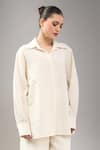 Shop_Divyam Mehta_Cream Handloom Cotton Collared Shirt _Online_at_Aza_Fashions
