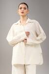 Buy_Divyam Mehta_Cream Handloom Cotton Collared Shirt _at_Aza_Fashions