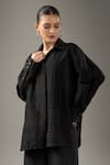 Divyam Mehta_Black Handloom Cotton Collared Coal Pant Set _at_Aza_Fashions