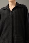 Buy_Divyam Mehta_Black Handloom Cotton Collared Coal Pant Set 