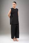 Shop_Divyam Mehta_Black Handloom Cotton Round Neck Coal Pant Set _at_Aza_Fashions