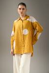 Divyam Mehta_Yellow Collared Polka Dot Shirt _Online_at_Aza_Fashions