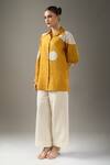 Buy_Divyam Mehta_Yellow Collared Polka Dot Shirt _Online_at_Aza_Fashions