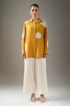 Shop_Divyam Mehta_Yellow Collared Polka Dot Shirt _Online_at_Aza_Fashions