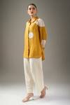 Divyam Mehta_Yellow Collared Polka Dot Shirt _at_Aza_Fashions