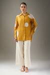 Buy_Divyam Mehta_Yellow Collared Polka Dot Shirt _at_Aza_Fashions