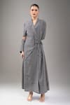 Buy_Divyam Mehta_Black Crepe Shawl Neck Coal Maxi Dress _at_Aza_Fashions