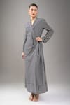 Shop_Divyam Mehta_Black Crepe Shawl Neck Coal Maxi Dress _Online_at_Aza_Fashions
