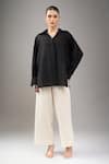 Buy_Divyam Mehta_Black Handloom Cotton Collared Coal Shirt _Online_at_Aza_Fashions