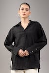 Buy_Divyam Mehta_Black Handloom Cotton Collared Coal Shirt _at_Aza_Fashions