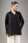 Divyam Mehta_Black Handloom Cotton Collared Coal Shirt _at_Aza_Fashions
