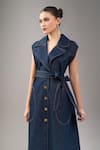 Divyam Mehta_Blue Denim Collared Midi Dress _Online_at_Aza_Fashions