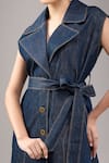 Buy_Divyam Mehta_Blue Denim Collared Midi Dress _Online_at_Aza_Fashions