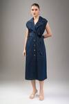 Buy_Divyam Mehta_Blue Denim Collared Midi Dress _at_Aza_Fashions
