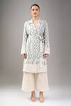 Shop_Divyam Mehta_Cream Mohair Collared Jacket Kurta Set _Online_at_Aza_Fashions