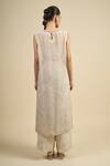 Shop_Divyam Mehta_Cream Chiffon Round Neck Straight Kurta Set _at_Aza_Fashions
