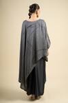 Shop_Divyam Mehta_Black Crepe Round Neck Coal Poncho And Draped Skirt Set _at_Aza_Fashions