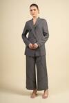 Buy_Divyam Mehta_Black Viscose, Polyester, Silk Collared Coal Vegan Pant Set _Online_at_Aza_Fashions