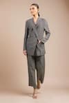 Buy_Divyam Mehta_Black Viscose, Polyester, Silk Collared Coal Vegan Pant Set _at_Aza_Fashions