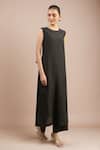 Buy_Divyam Mehta_Black Handloom Cotton Round Neck Coal Kurta Set _at_Aza_Fashions